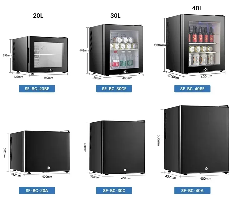 20 30 40 Litre Black Silent Three-Position Temperature Adjustment Small Refrigerator Hotel Mini Fridge