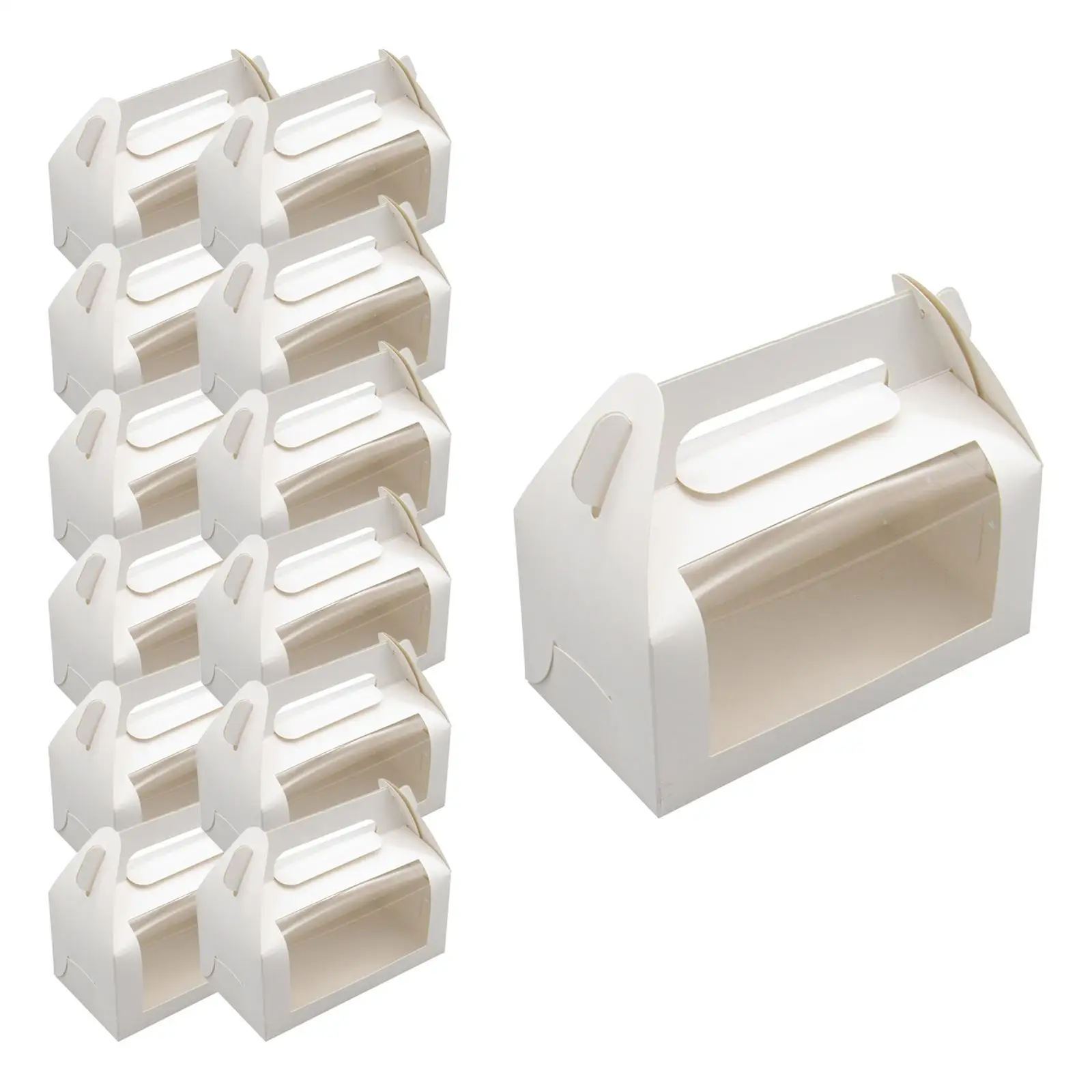 12 Pieces Cake Boxes Cookie Boxes Wrapping Box with Handle Cake Carrier Dessert