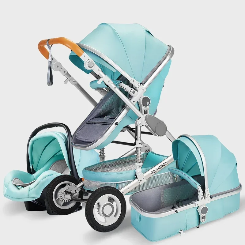High Landscape Baby Stroller 3 in 1 With Car Seat Pink Stroller Luxury Travel Pram Car seat and Baby Carrier Pushchair