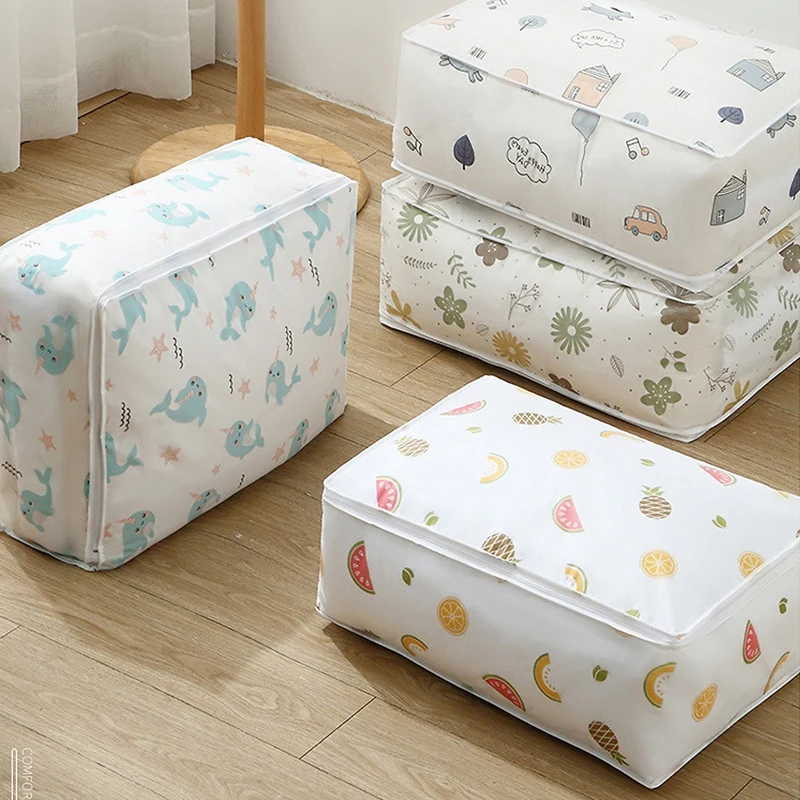 Printed Quilt Clothes Storage Bag Folding Duvet Blanket Sorting Bags Dust-Proof Closet Under-Bed Moistureproof Organizer | Дом и сад