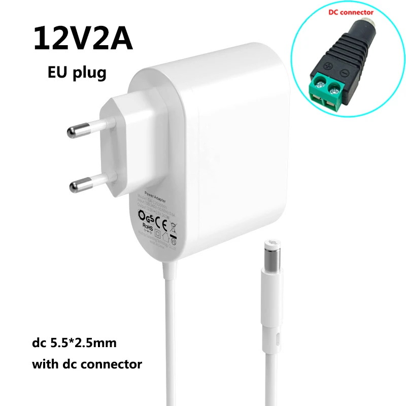 12V2AWhiteEUPlugUniversalPowerAdapter12V2000mAACDCAdaptor