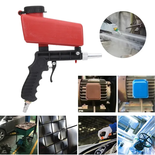 Small Sand Blasting Machine Handheld Pneumatic Blasting Gun Set 90psi Adjustable Sandblasting Gun Portable Gravity Sand Blaster 3