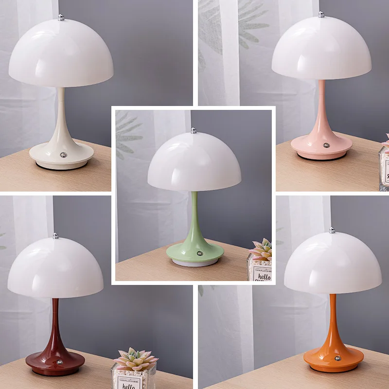 

Danish Light Luxury Atmosphere Table Lamp Nordic Bedroom Bedside Study Living Room Decoration Charging Cream Style Mushroom Lamp