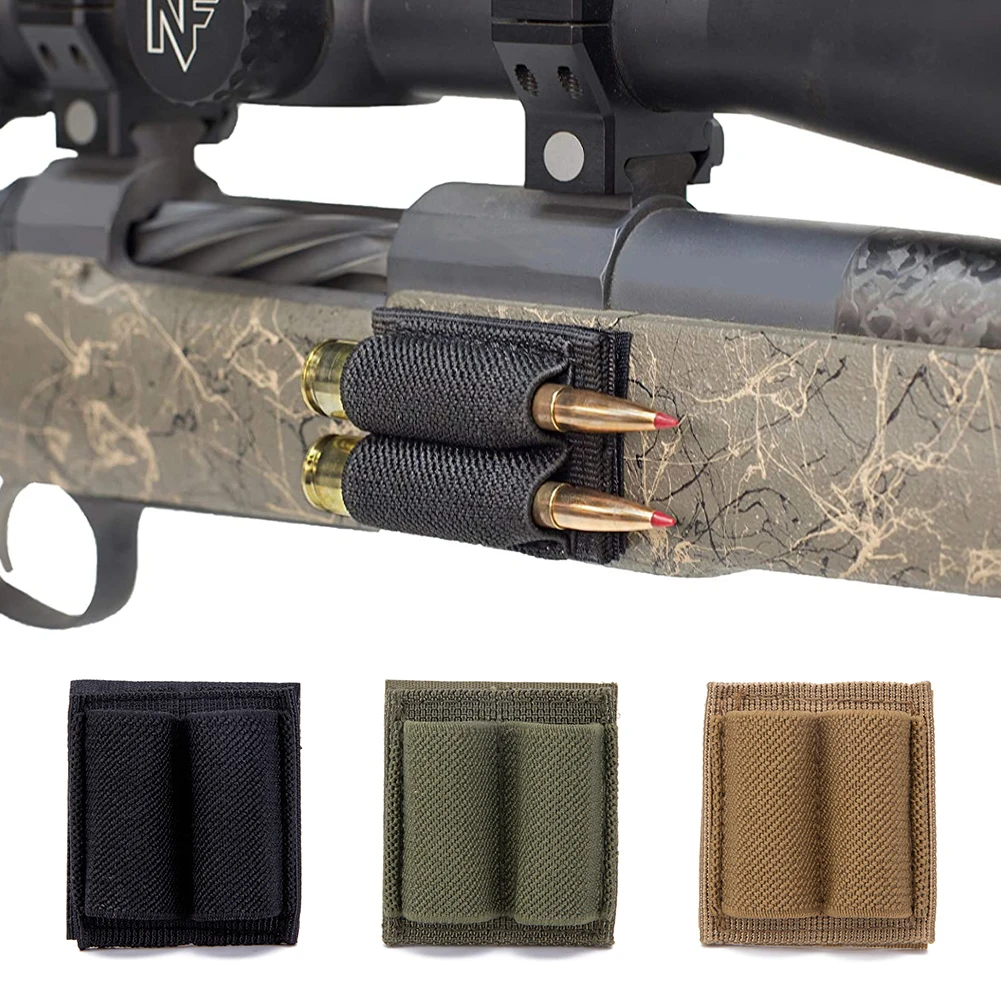 2 Round Bullet Holder for Rifle with Adhesive Backing Sticker, 308 30-06 Ammo Holder for Rifles Side and Buttstock Ammo Pouch