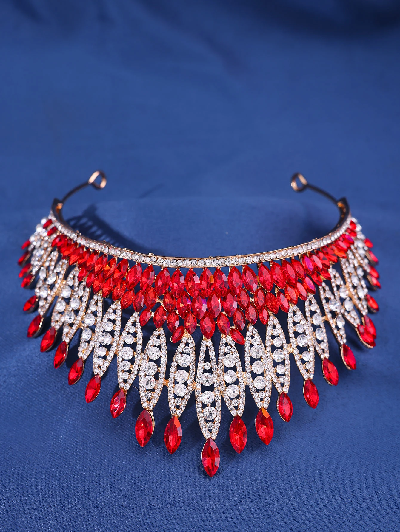 Vintage Barock Königin Diadem Luxus Braut Tiara Krone Hochzeit Haarschmuck für Schönheitswettbewerbe Schmuck – Detail 8