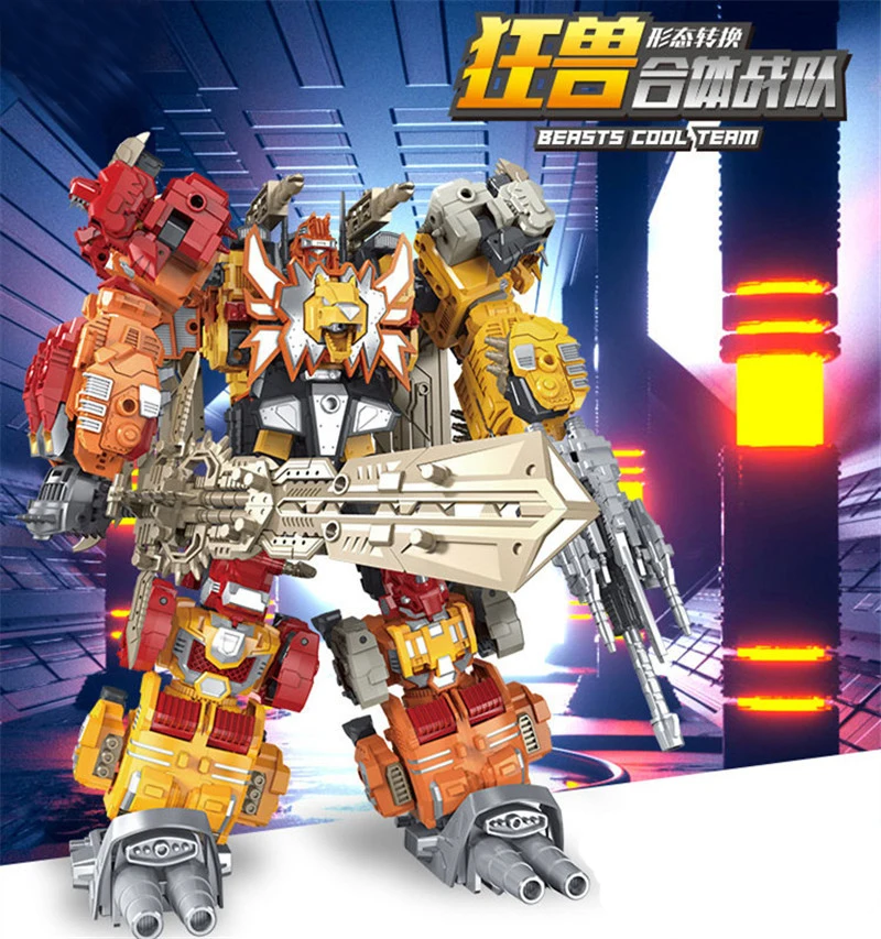 

Anime Figure Predaking Six In One Action Figure Crazy Beast Form Transformation Combination Team Assembly Robot Model Toy Gifts