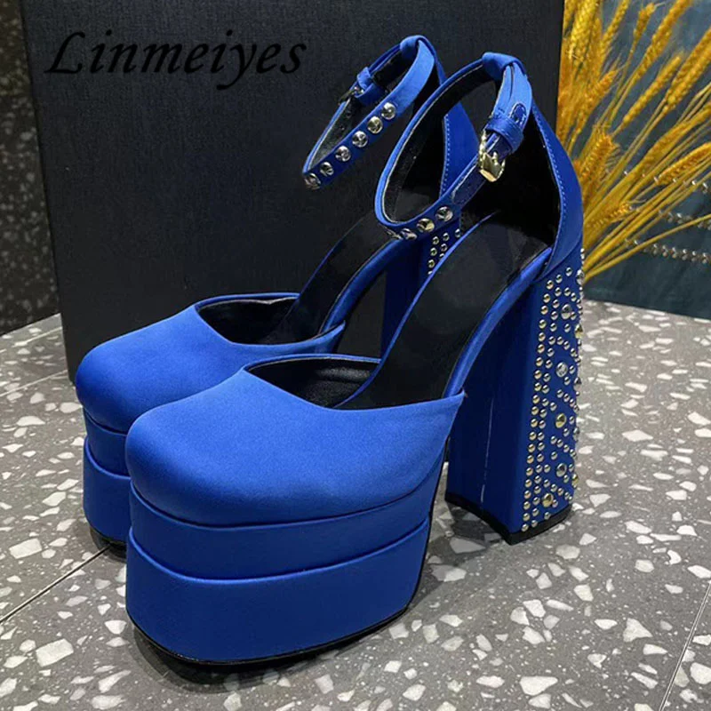 

Autumn Platform Shoes Women Super High Heels Crystal Shoes Sexy Runway Shoes Woman Luxury Rhinestone Chunky Heels Women Pumps