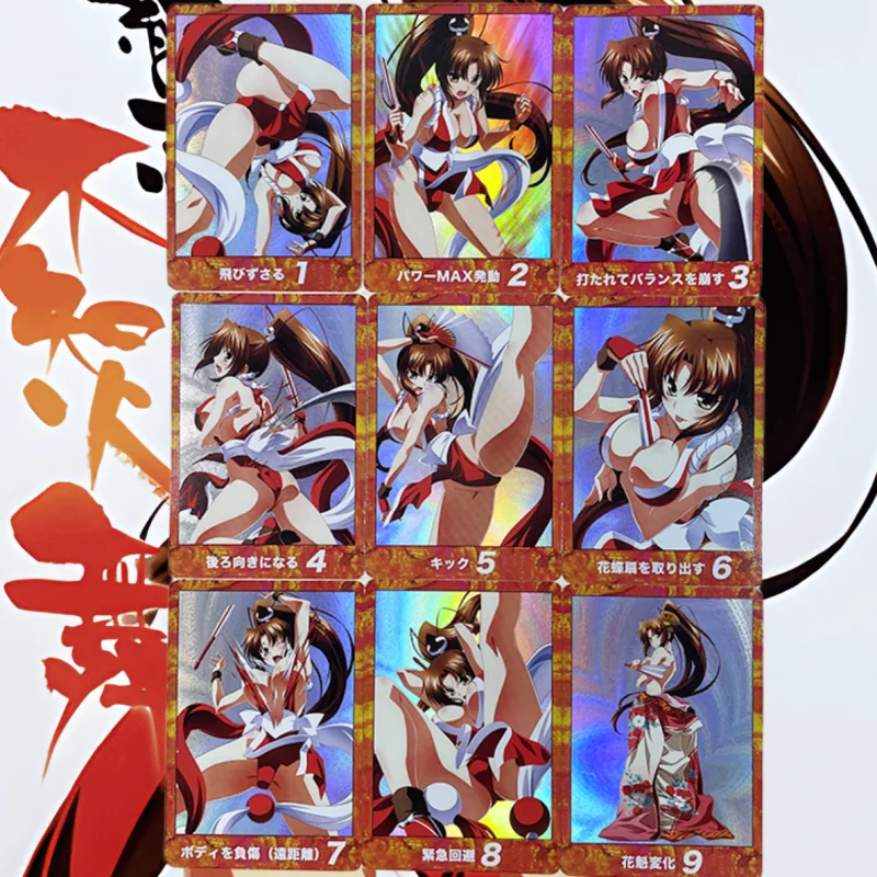 

9Pcs/Set ACG Cards Anime Game THEKINGOFFIGHTERS KOF Mai Shiranui Kawayi Self Made Collection Coarse Gauze Color Flash Cards DIY