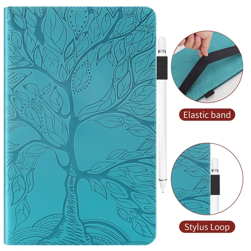 Tree Embossed PU Leather Flip Cover with Soft TPU Back