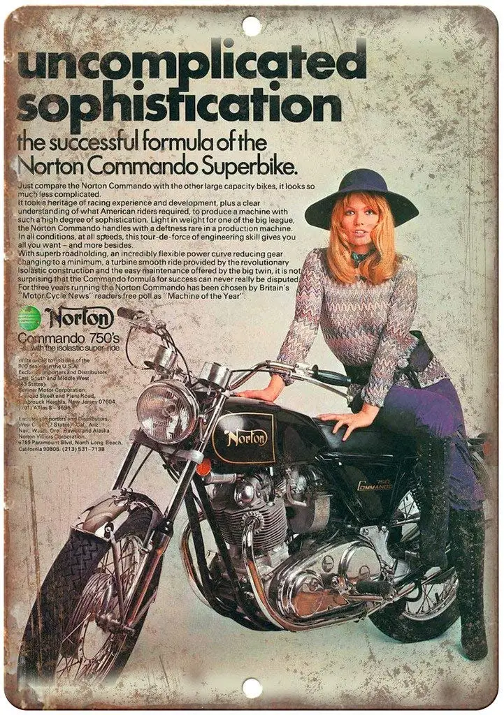 Norton Commando Simple Motorcycle Tin Sign Vintage Wall Poster Retro Iron Painting Lamiera Targa In Metallo Per Bar Cafe Garage