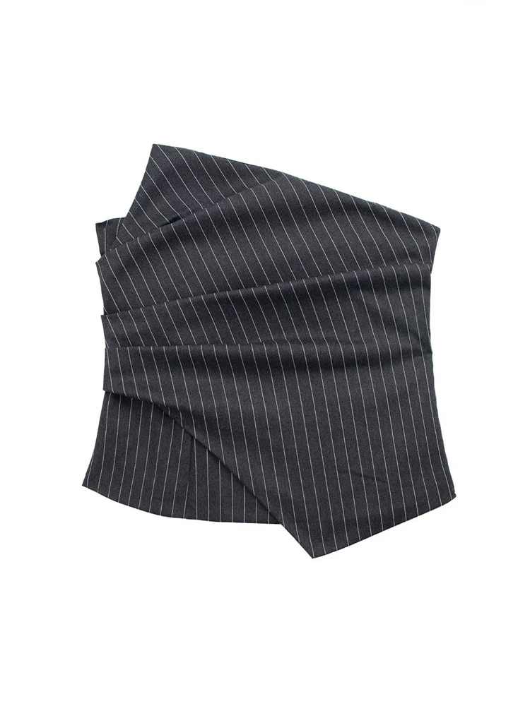 

TRAF Women Fashion with Ruched Striped Crop Bustier Tanks Tops Vintage Straight Neck Side Zipper Female Camis Mujer Clothes