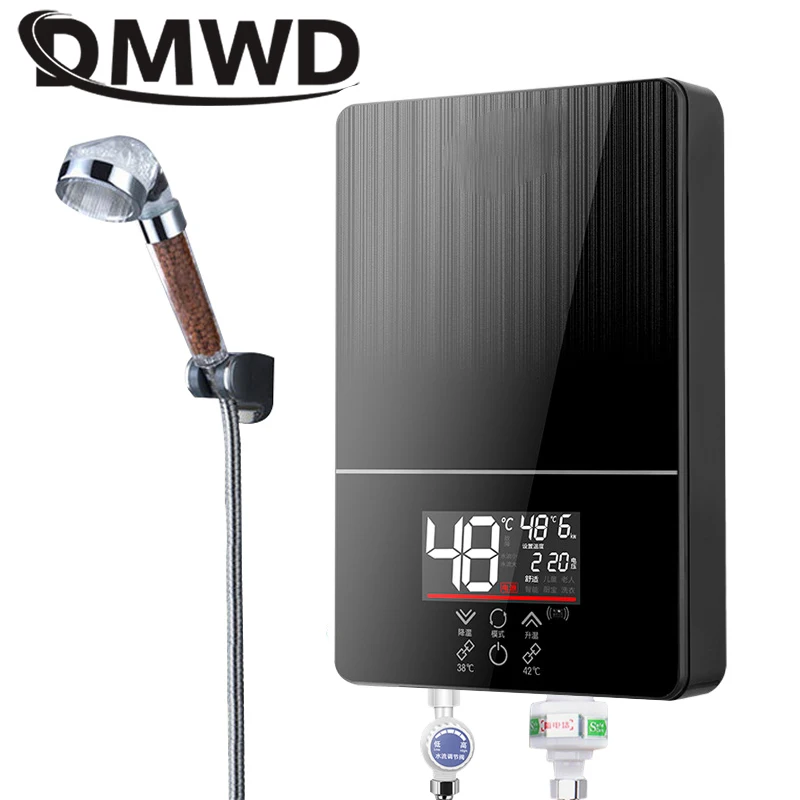 Calentador de agua eléctrico de 110V/220V, 5500W, instantáneo, sin  depósito, ducha de baño, multiusos, calentador
