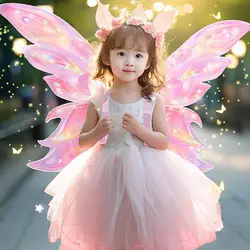 Electrical Butterfly Wings With Music Lights Glowing Shiny Dress Up Moving Fairy Wings For Birthday Wedding Carnival Christmas