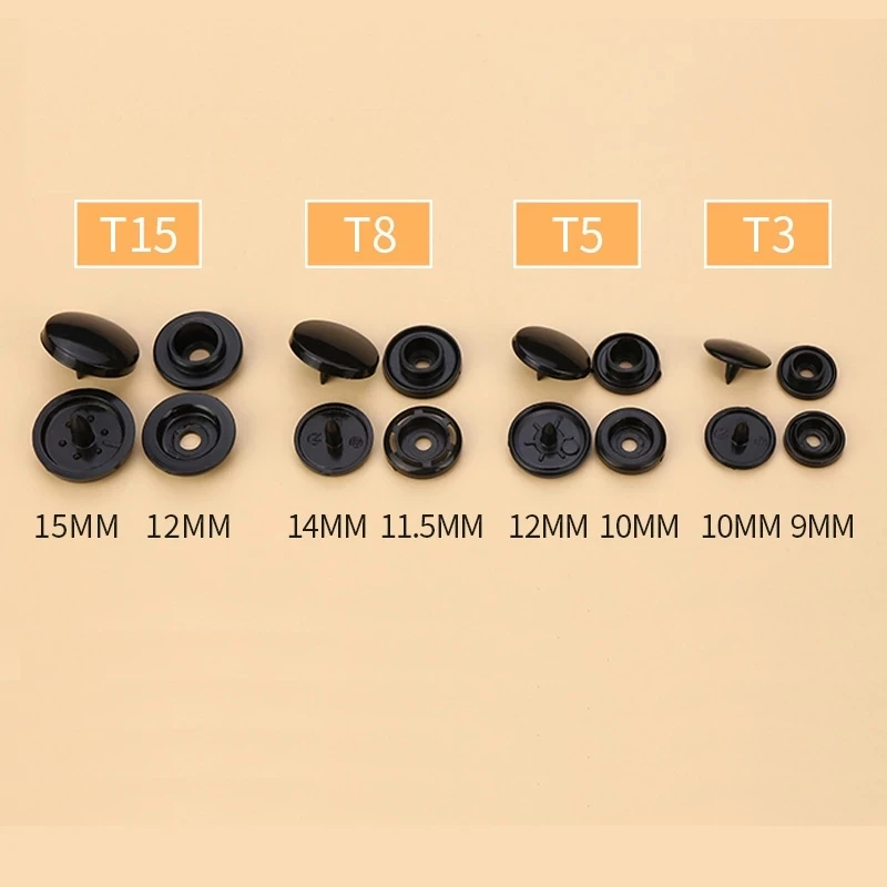 Versatile Black and White Plastic Snap Fasteners for Garments and Home Textiles