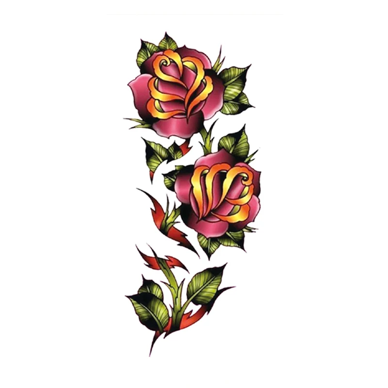 

Punk Flowers Waterproof Temporary Tattoo Sticker Watercolor Rose Totem Design Fake Tattoos Flash Tatoos Arm Body Art for Women