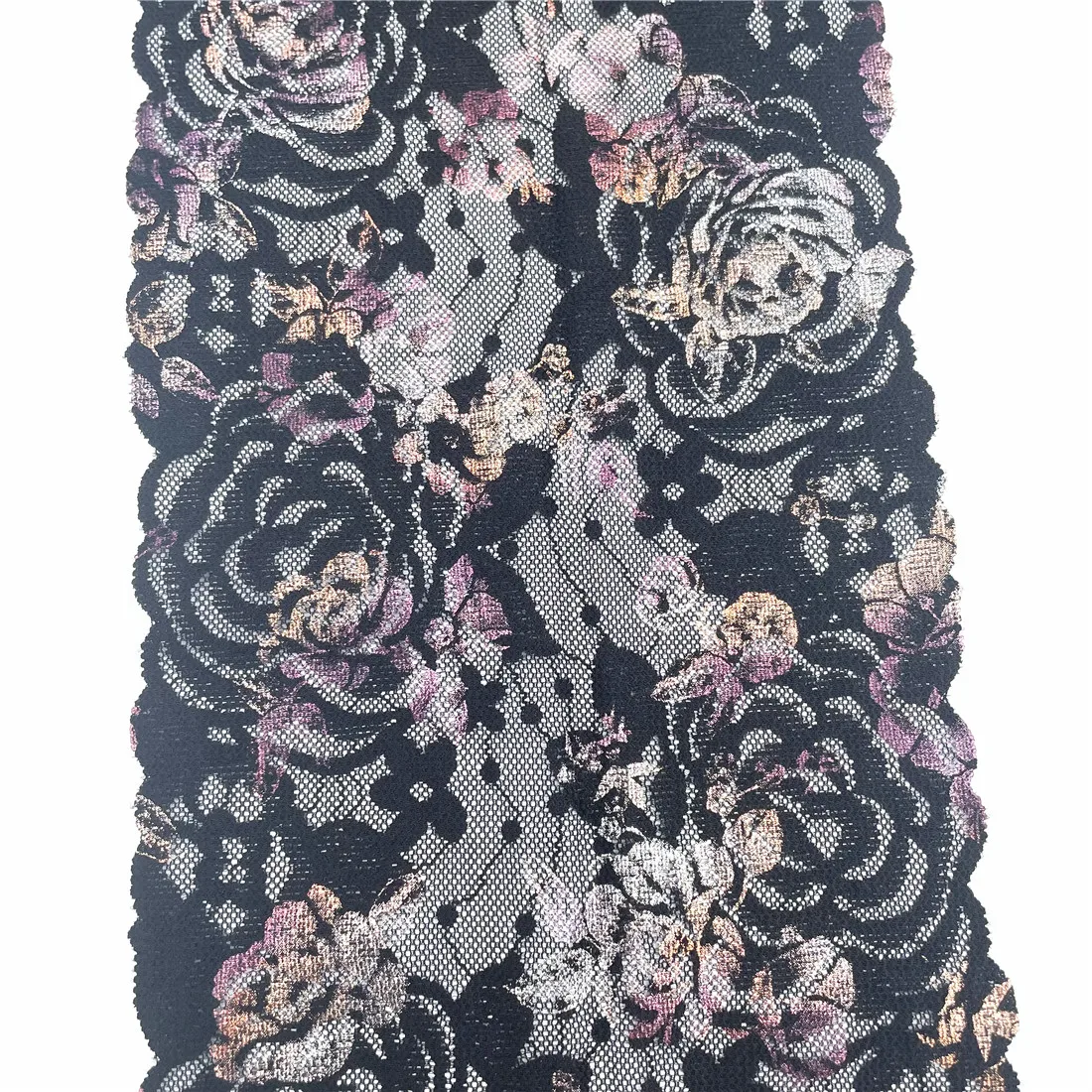 3y/lot Width 18cm Black Rosegold Shimmer Elastic Stretch Lace 4