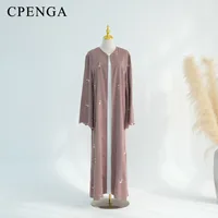 Cardigan de luxe brodé floral pour le Ramadan, élégante robe Abaya de Dubaï pour femmes musulmanes avec hijab, tenue de voyage islamique 5