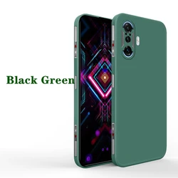 Liquid Square Rubber Silicone Protective Case - Durable & Stylish Phone Cover for Redmi K40ProPlus (Black Green)