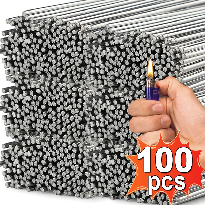 100/10pcs Low Temperature Easy Melt Welding Rods Stainless Steel Solder Rod Cored Wire Rod Weld Bar Aluminum Repairing Agent Kit