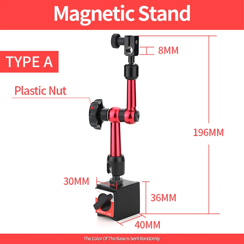 Dial Indicator Magnetic Holder Dial Bore Gauge Magnetic Stand Base Micrometer Measure Tools Hour Type Indicator Comparator Watch precision 0 01mm dial indicator gauge 0 10mm meter precise 0 01mm resolution indicator gauge mesure instrument tool dial gauge