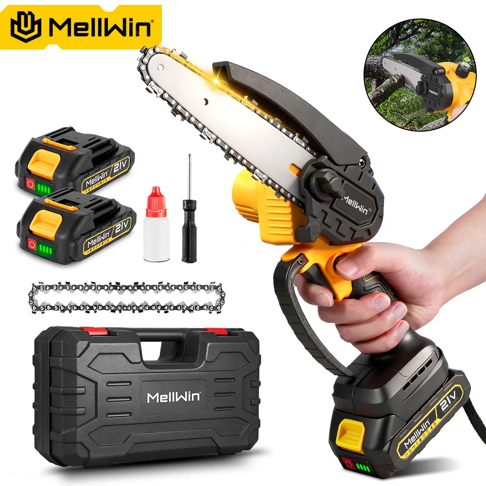MELLWIN 6 Inch Cordless Electric Chain Saw Mini Handheld Pruning saw Woodworking Cutting Saw Tool For Makita 18V Battery Pin