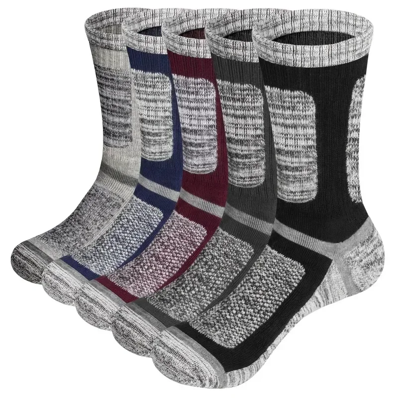 

5 Pairs Outdoor Hiking Socks Men's Moisture Wicking Breathable Durable Anti-Blistering Arch Support Sports Football Sports Sock