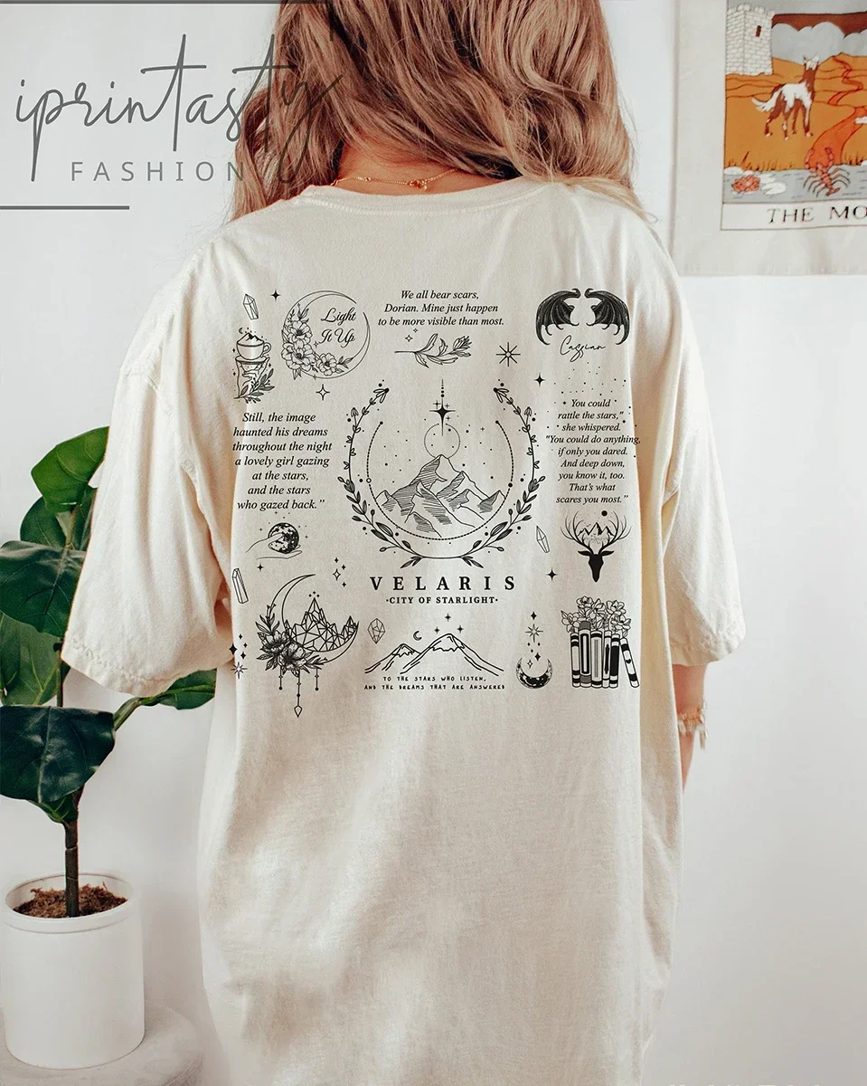 Velaris A Court of Thorns and Roses Court SJM fan shirt Cotton Loose Retro Casual Shirt Fantasy Y2K Unisex Top Streetweat Daily 6