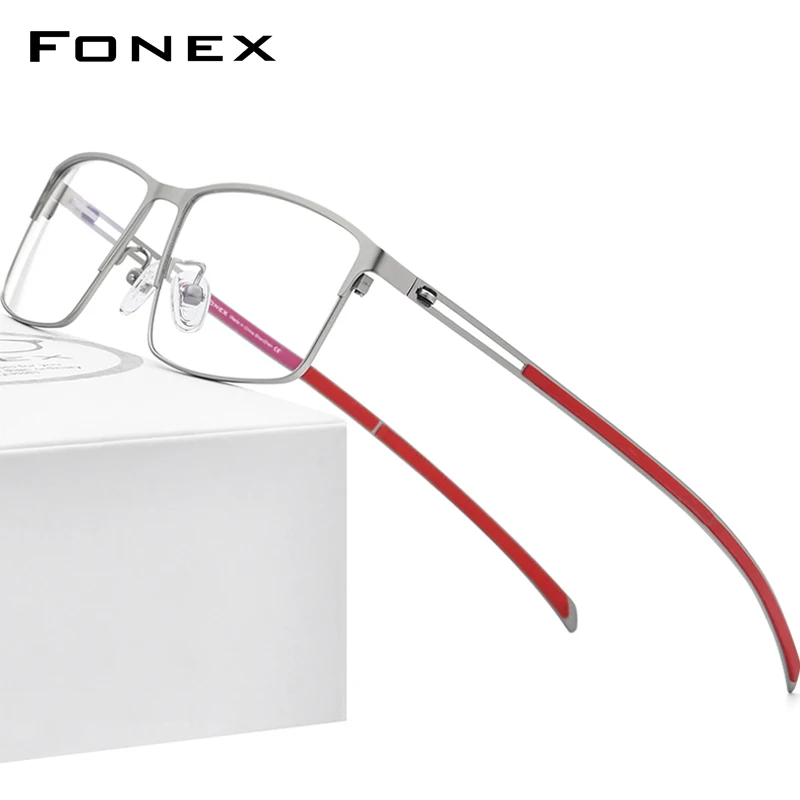 Eyeglasses frames Eyeglass frames Square eyeglasses FONEX Titanium Alloy Glasses Frame Men Square Eyeglasses Frames Korean Screwless Eyewear F1010