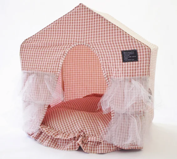 

Plaid Winter Warm Home Dog Bed Dog House Nest Assembly kennel With Sofa Mat Cushion Pink Gray New Cat Indoor Tent Yorkshore Pug