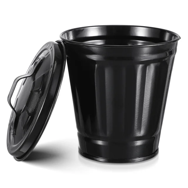 Garbage Can Adorable Waste Bin Desktop Trash Vanity Table Small Storage Black Plant Pot Lovely Recycling Container Box