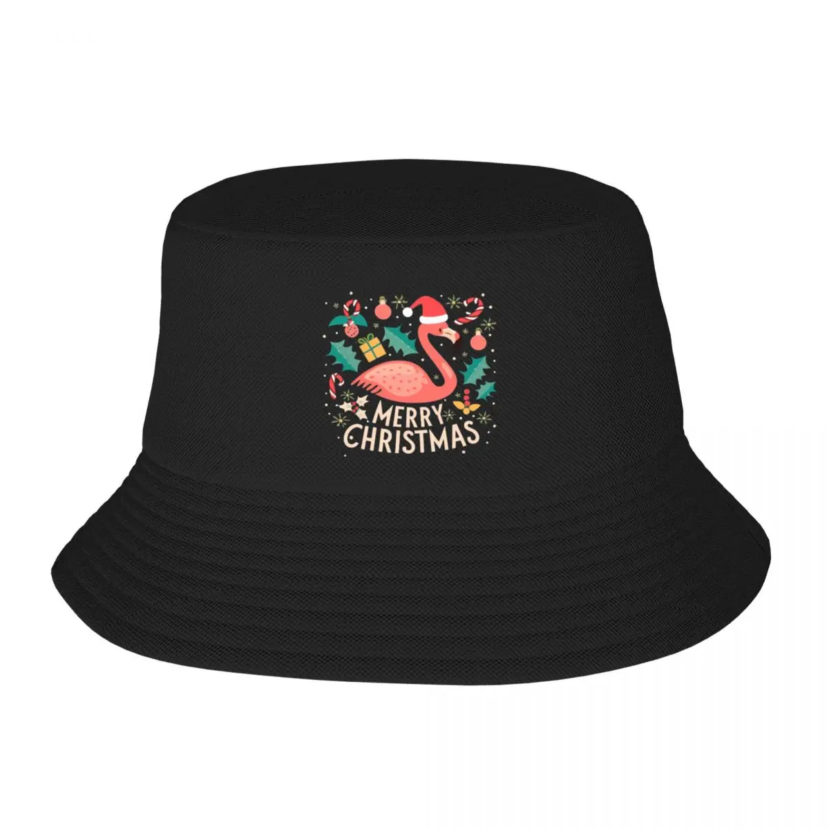 

Cute pink flamingo wearing a christmas' hat and surrounded by christmas things Bucket Hat Icon Women's Beach Outlet 2023 Men's