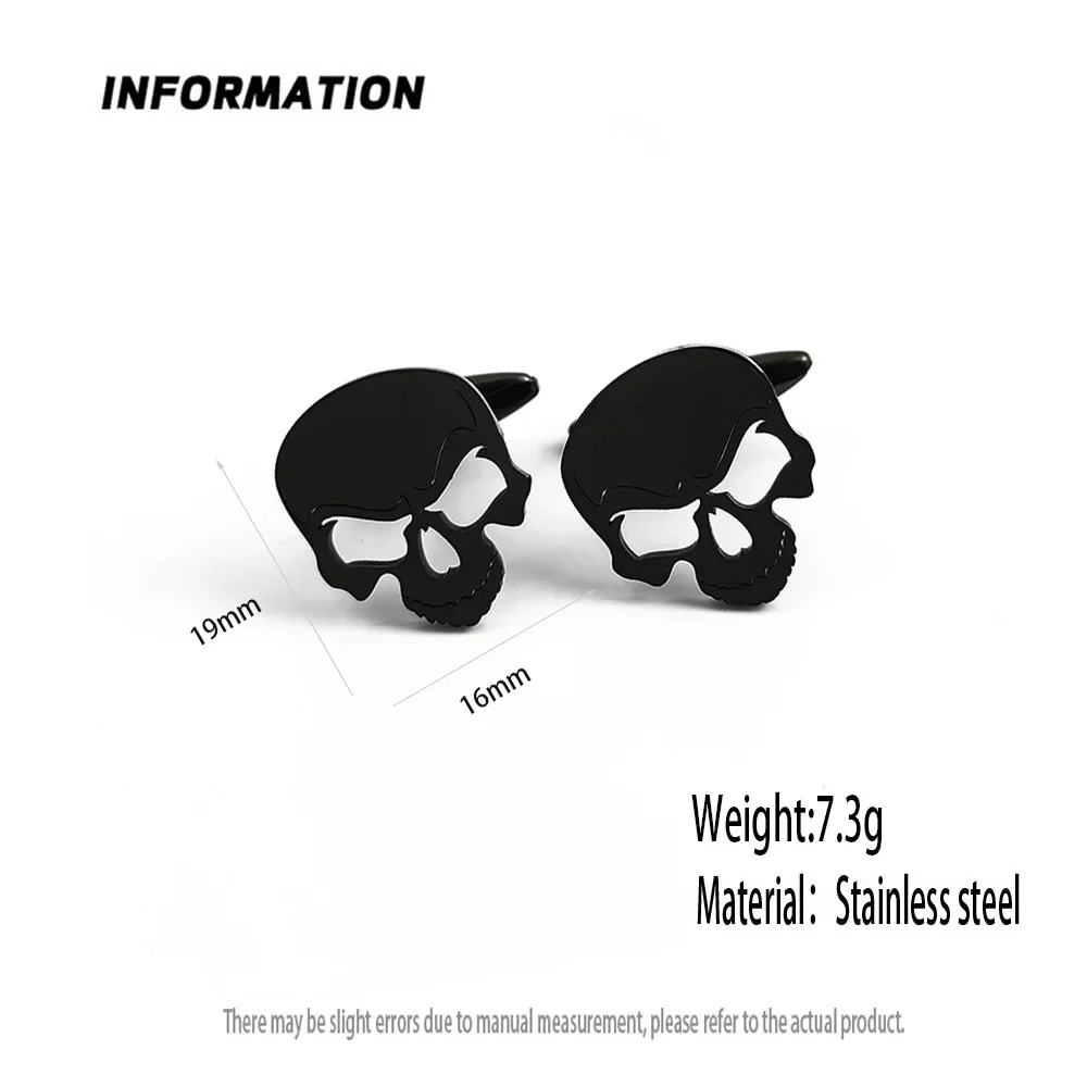 남성용 스테인레스 스틸 해골 커프스 단추, 패션 쥬얼리 세트 셔츠 소매 커프 링크 버튼, 할로윈 파티 선물