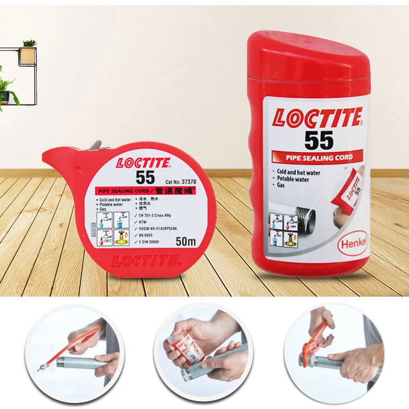 Loctite 55 50M Corda Di Tenuta Retrattile Tubo Corda Magica Materia Prima Con Cintura Di Tenuta Anti-Allentamento In Seta Di Canapa Tubo Di Plastica I