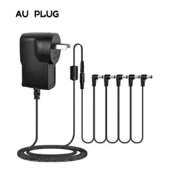 5 - Way Electric Guitar Pedal Power Adapter with Daisy Chain Cables - 9V DC 500mA (AU Plug add Chain)