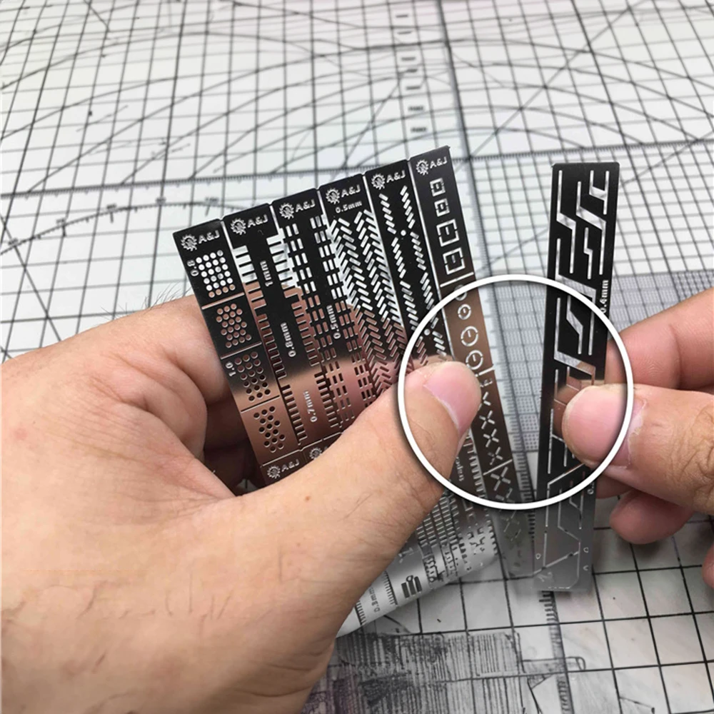 Model Tools 12 in 1 Drill Scribe Line Templates Ruler Detail Carve Hobby Model Craft DIY Tool