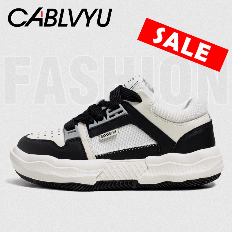 

CABLVYU New Shoes for Men Skateboarding Shoes Leisure Fashion Shoes Stitching Versatile Casual Sports Anti-skid Outdoor Shoes