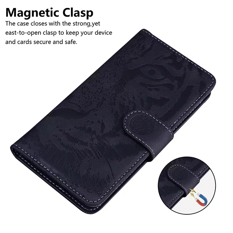 Leather Flip Wallet Phone Case with Stand and Card Holder - Universal Fit