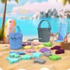 Children's Outdoor Beach Toys Fun Silicone Beach Toy Set With Portable Mesh Bag Sand Digging Tool Travel Sand Beach Toys 6