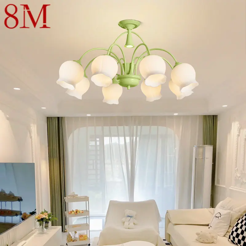 

8M Green Hanging Ceiling Lamp LED Creative Aromatherapy Candle Design Pendant Chandelier Light for Home Bedroom