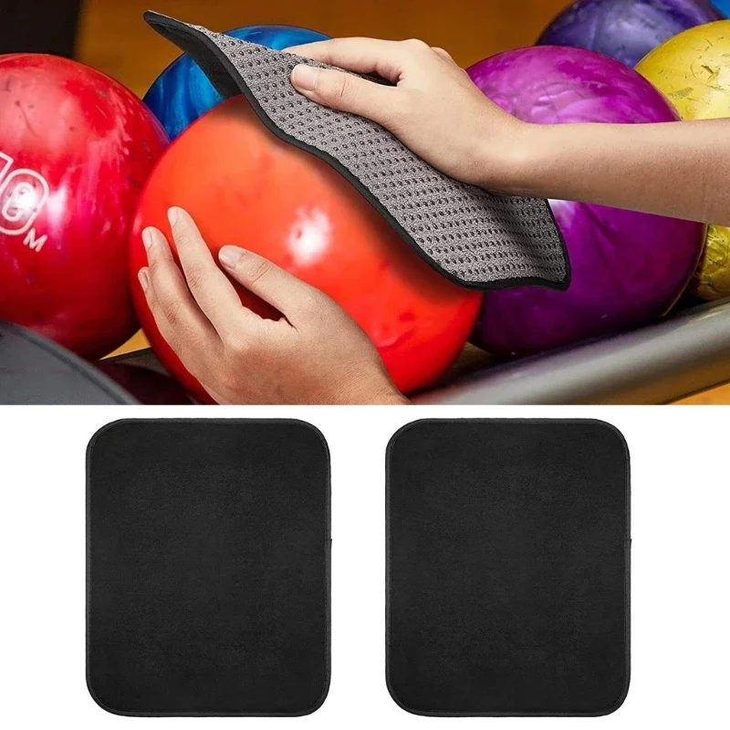 2Pcs Bowling Towel, 10x8inch Microfiber Bowling Cleaner Towel with Grips Dots Non-Slip Shammy Pad