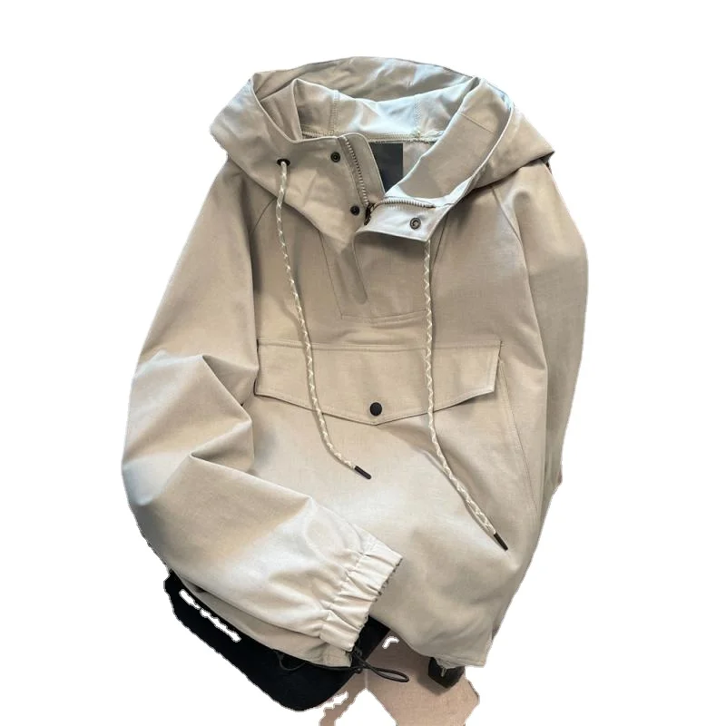DAYIFUN Japanese Workwear Hooded Sweatshirts Women Loose High Street Casual Splicing Design Pullovers Solid Oversize Top Coat