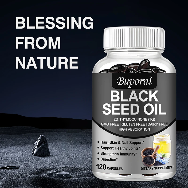 Black Seed Oil Supports Immune Joint Digestive Hair Skin Health Non-GMO Gluten Free black seed oil capsules
