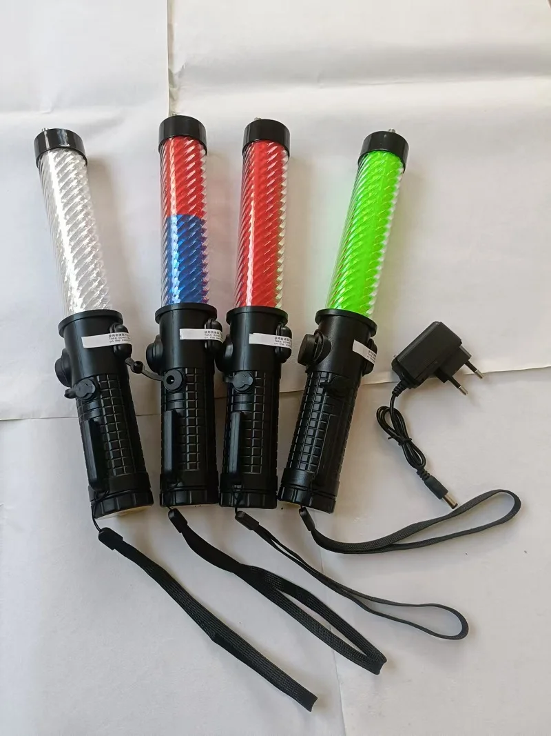30cm Built-in Rechargeable Multi-function LED Traffic Rod Warning Light Whistle Magnet Hook Buzzer Road Congestion Relief Tools
