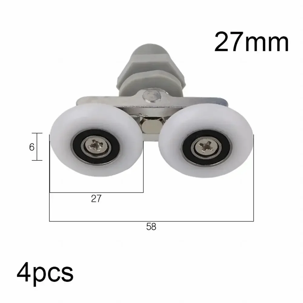 Shower Door Rollers, Sliding Door Roller, Shower Room Pulley, Shower Room Rollers, Sliding Door Pulley-4pcs Twin Bathroom Shower Door Roller Runner Wheels Sliders 19/23/25/27mm Dia Shower Rooms Cabins Door Pulley Hardware