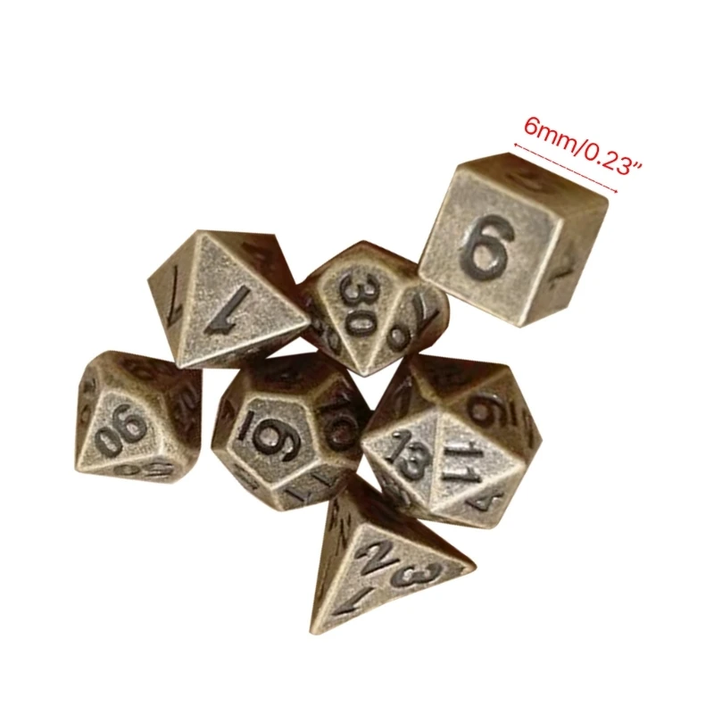 Mini Polyhedral Dices Set Vintage Multi-Sided Metal Dices Portable Decoration