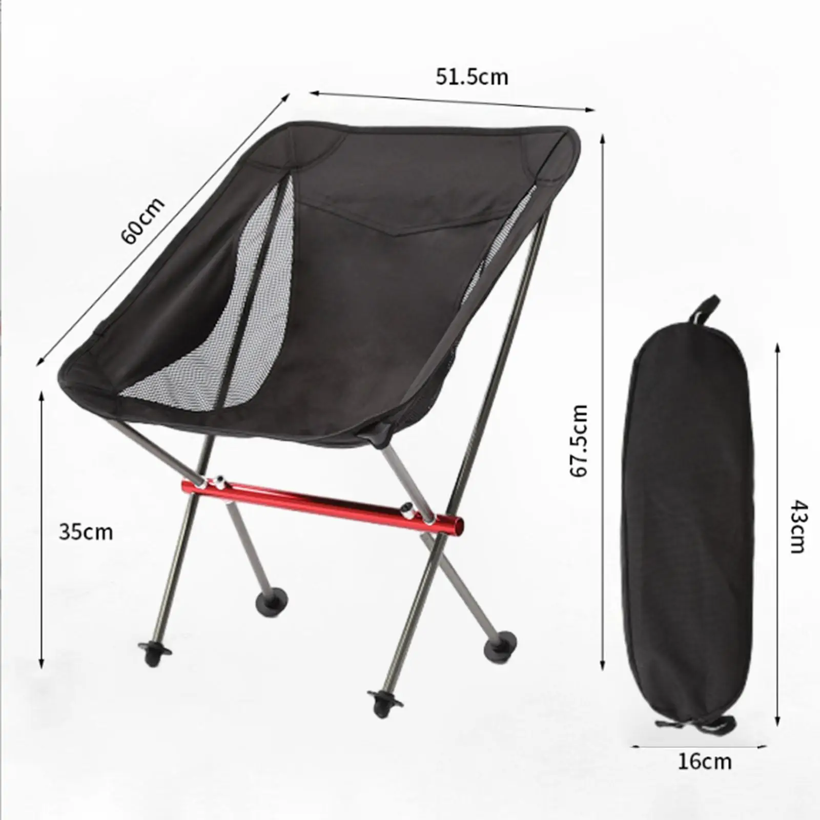 Folding Camping Chair with Organizing Bag Collapsible Heavy Duty Folding Chair for Park Fishing Garden Sporting Events Picnics