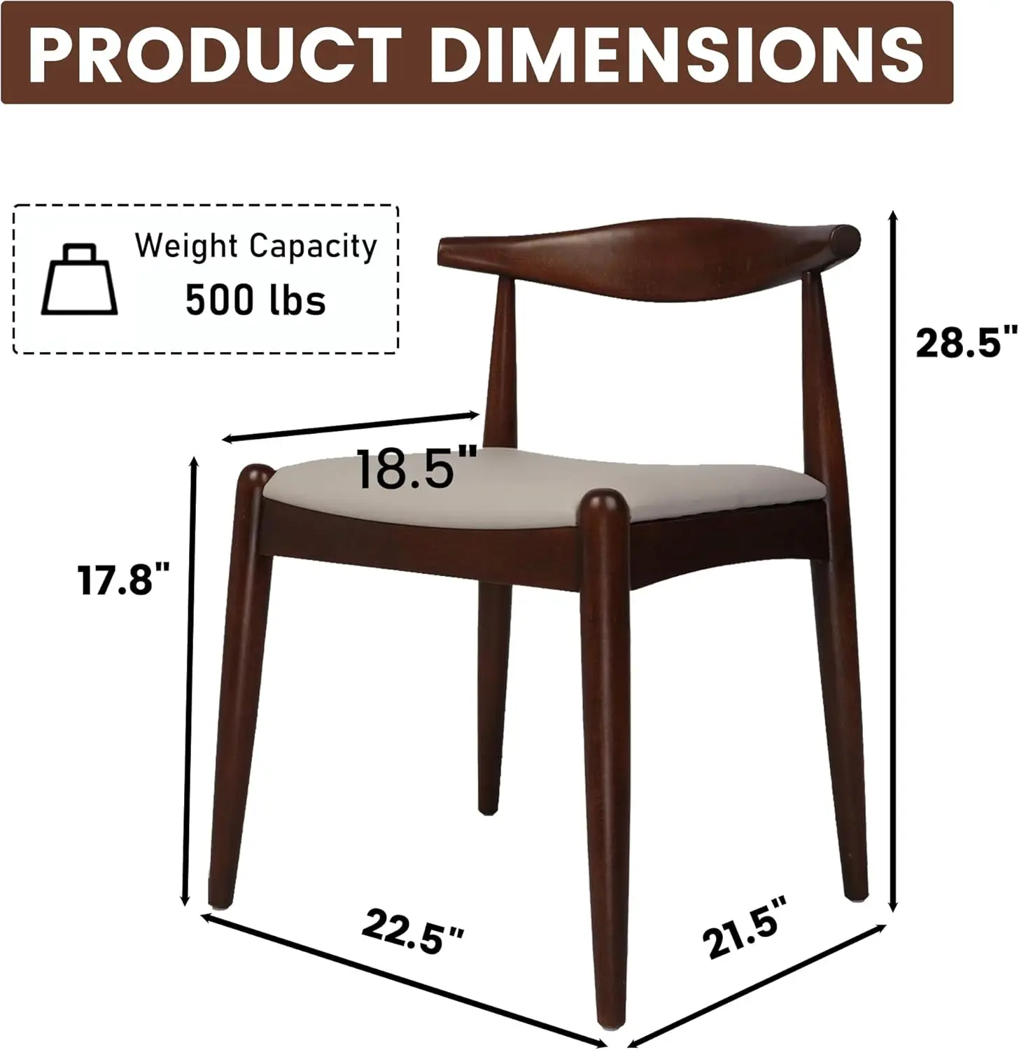 Mid Century Dining Room Chairs Set of 2, Modern Kitchen Chairs with Solid Wood Indoor Classic Wishbone with S