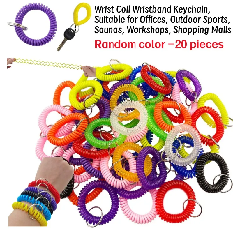 cobee Coil Springs sleutelhanger, 10 stuks intrekbare spiraalveren sleutelhangers met kreeft gesp, veerspoel riem koord veiligheidskoorden, mobiele telefoon elastische pols spoel koord lanyard