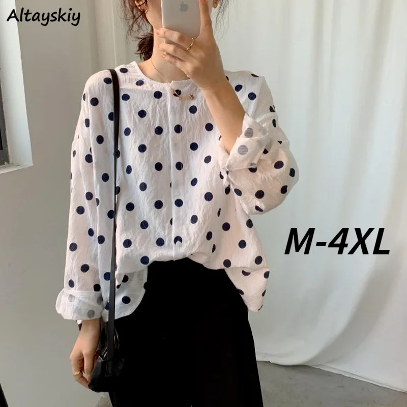 

Shirt Women New Polka Dot French Style Office Lady All-match Daily Long Sleeve Harajuku Streetwear Soft Vintage Chic Elegant Ins