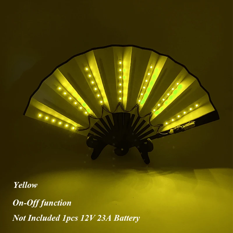Grande Ventaglio Pieghevole Fluorescente Dmjuncong 64x33cm – Per Festival Rave, Neon, Con Borsa - 5